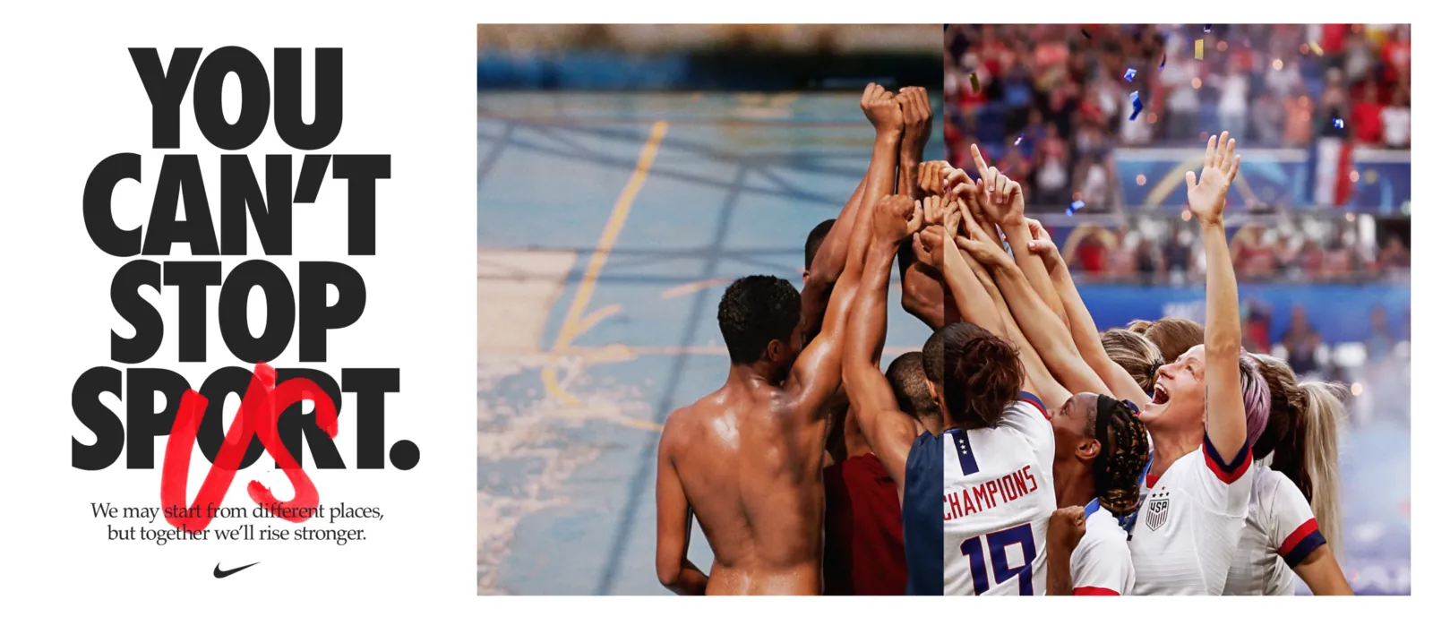 Stratégie marketing Nike : digital, storytelling et positionnement décryptés 6 Campagne Nike You Can't Stop Us (2020) en split-screen